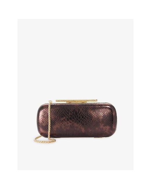 Dune Brown Body Oval Leather Clutch Bag