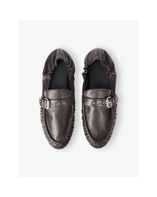 The Kooples Brown Buckle-Detail Leather Loafers