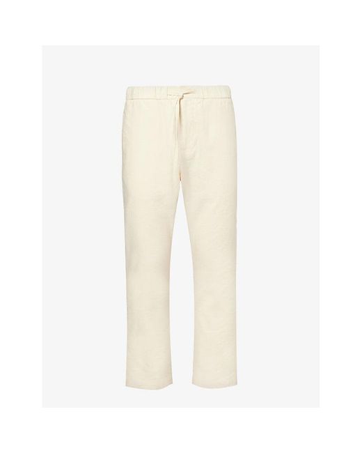 Frescobol Carioca Natural Oscar Straight-leg Linen And Cotton-blend Trousers for men