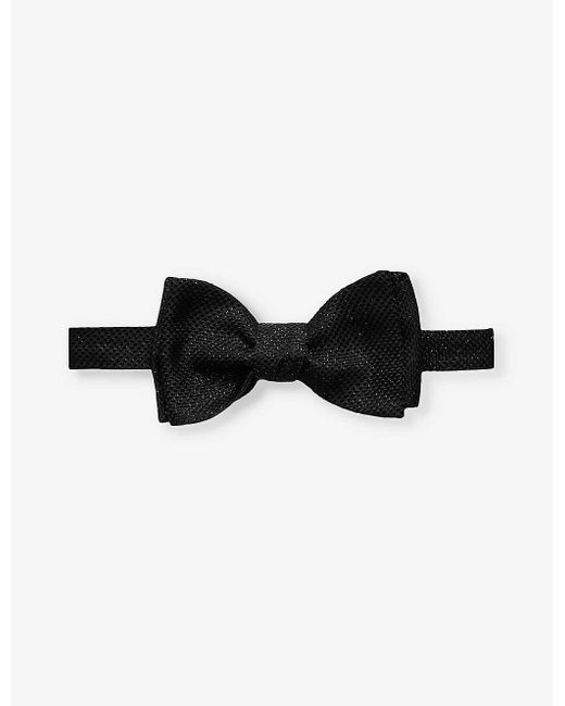 Eton of Sweden Black Shimmer-effect Silk-blend Bow Tie for men