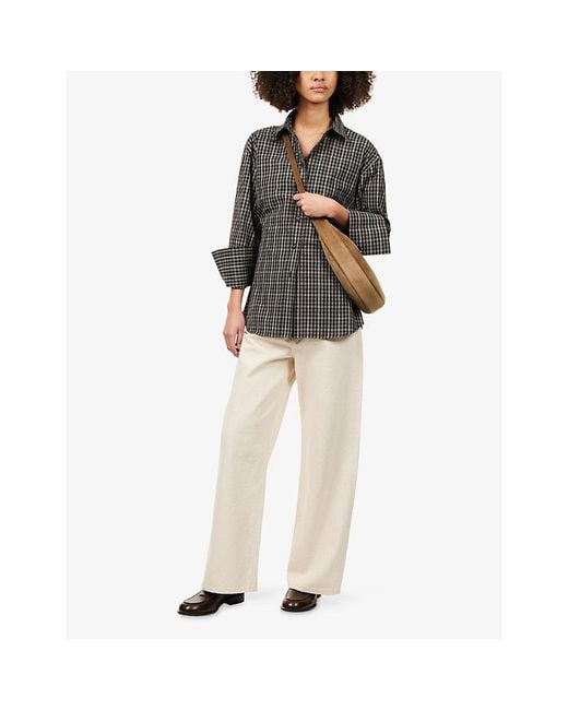 RÓHE Frames Gray Cinched Checked Cotton Shirt