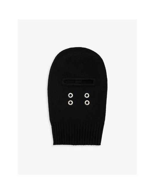 Rick Owens Black Gimp Ribbed Cashmere And Wool-blend Balaclava for men