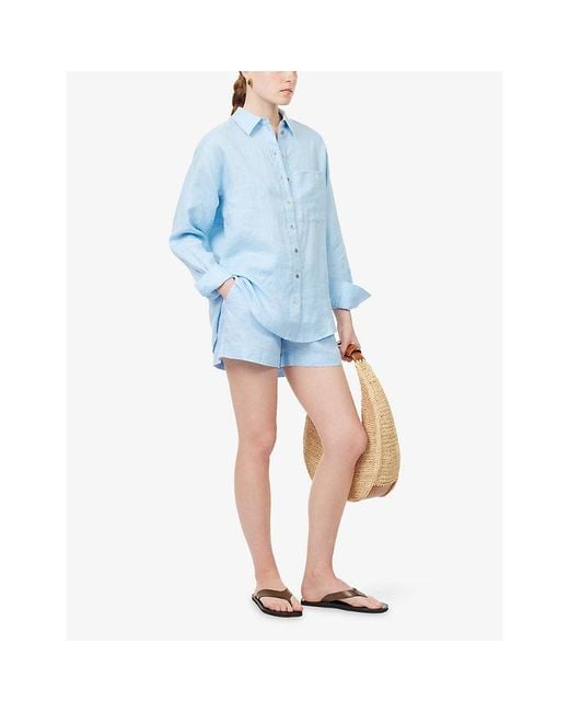 Heidi Klein Blue Ponza Relaxed-Fit Linen Beach Shirt