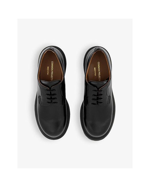 Common Projects Black Chunky Number-print Leather Derby Shoes for men