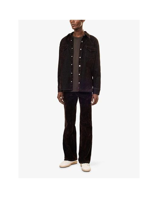 Amiri Black Flock Long-Sleeve Denim Shirt for men