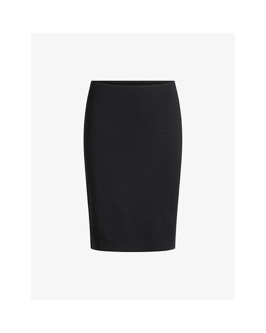 Skims Black Smooth Layers Stretch-Modal Midi Skirt