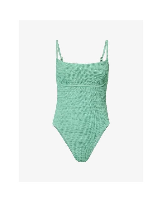 Cheap Monday Green Sausalito Crinkle Spaghetti Strap Swimsuit
