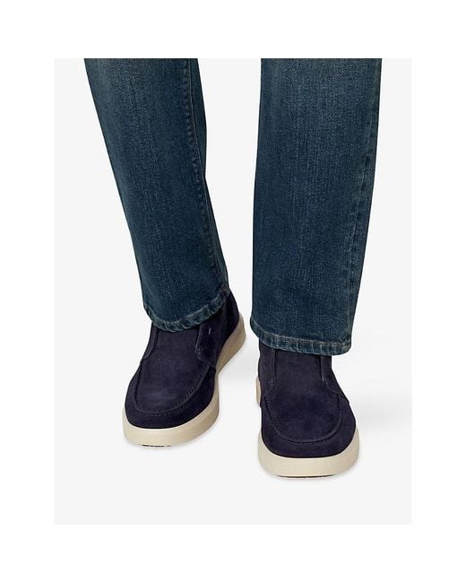 Boggi Blue Slip-On Suede Ankle Boots for men