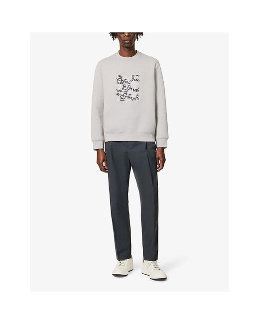 Emporio Armani White Degrade Alloy Brand-embroidered Relaxed-fit Stretch Cotton-blend Sweatshirt for men