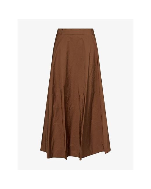 Max Mara Brown Radzmir Flared Woven Maxi Skirt