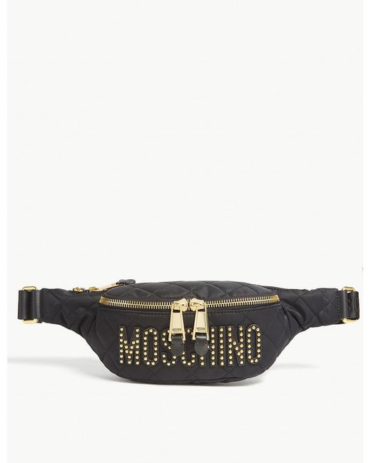 Moschino Black Studded Nylon Bum Bag for men