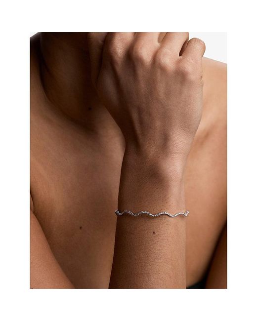 Astrid & Miyu White Ripple Tennis-Plated Sterling Bracelet