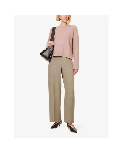 Vince Pink Round-Neck Brushed Stretch-Wool Blend Jumper