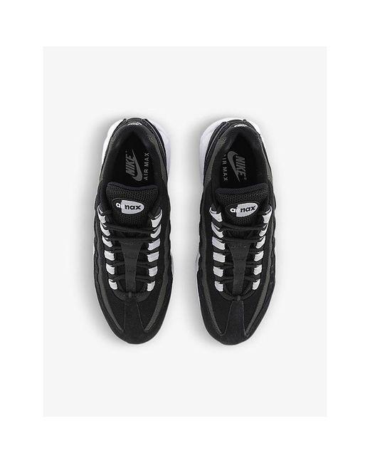 Nike Black Air Max 95 Brand-embroidered Leather And Mesh Low-top Trainers for men