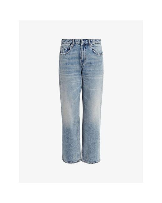 AllSaints Blue Ida Straight-leg Mid-rise Stretch Organic-cotton Jeans