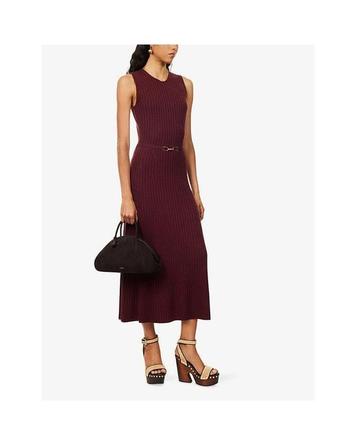 Gabriela Hearst Purple Meier Belted Wool And Cashmere Blend Maxi Dress