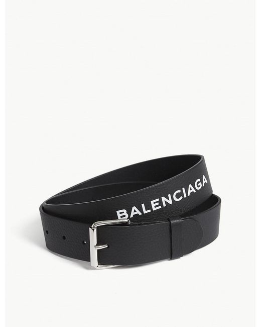 Balenciaga White And Black Baltimore Logo-print Leather Belt for men