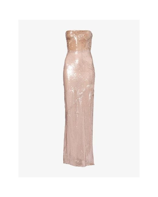 Galvan Pink Strapless Sequin-Embellished Gown