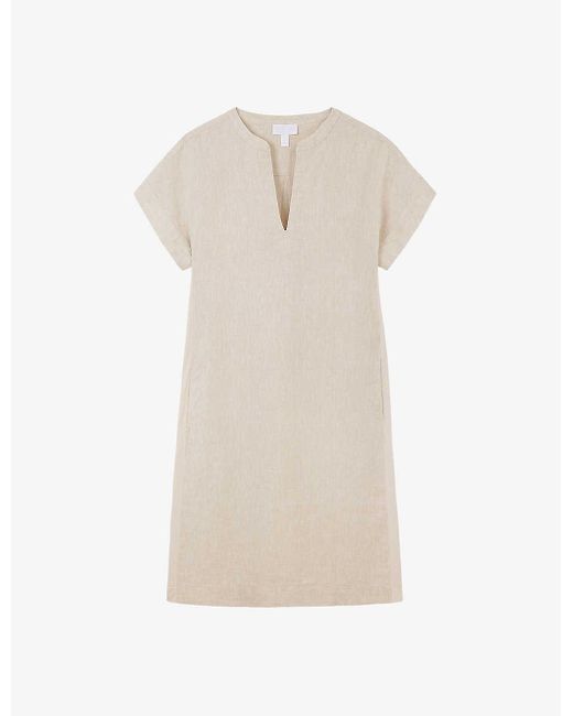 The White Company White Relaxed-fit Pintuck Linen Mini Dress