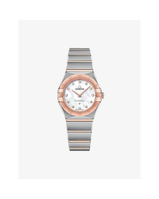 Omega White Constellation 18Ct Sedna And Stainless-Steel Quartz Watch 25Mm for men
