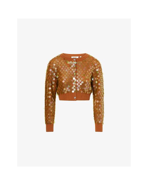 Zankov Brown Mina Sequinned Wool And Cashmere-Blend Cardigan