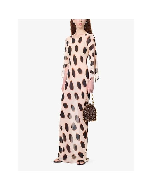 Rat & Boa Metallic Raina Printed Crepe Maxi Dress