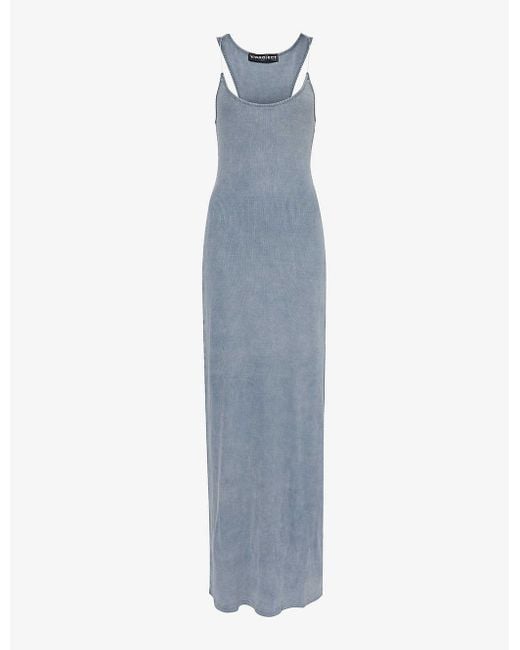 Y. Project Blue Invisible-strap Slim-fit Cotton-jersey Maxi Dress
