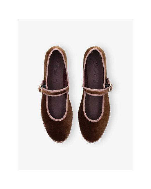 Flabelus Brown Balthasar Cotton-Velvet Ballet Flats