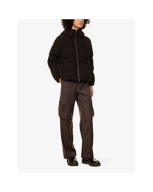Moncler Brown Cristallin Hooded Bouclé Wool-Blend Down Jacket