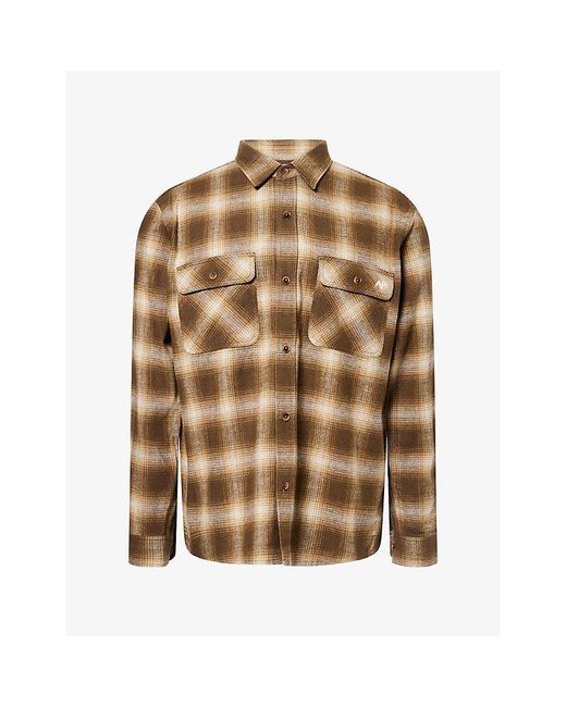 Austin Post Brown Frontier Work Cotton And Linen Blend Shirt for men