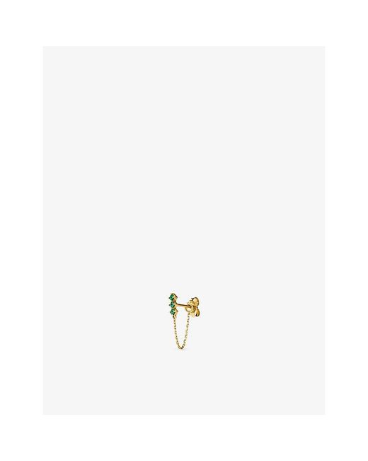 MEJURI White Trio Chain 14Ct- And Lab-Grown Emerald Single Stud Earring