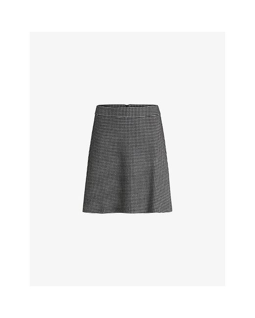 HUGO Black Jacquard Slim-Fit High-Rise Stretch-Jersey Mini Skirt