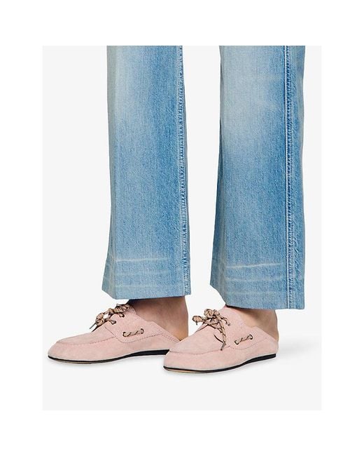 Sandro Pink Foldable Suede Boat Loafers