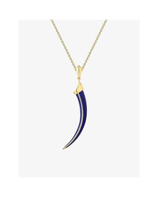 Shaun Leane Blue Sabre Solis 18Ct-Plated Vermeil Sterling- And Enamel Pendant Necklace