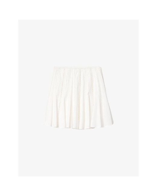 AllSaints White Frances Ladder-Trim Cotton Mini Skirt