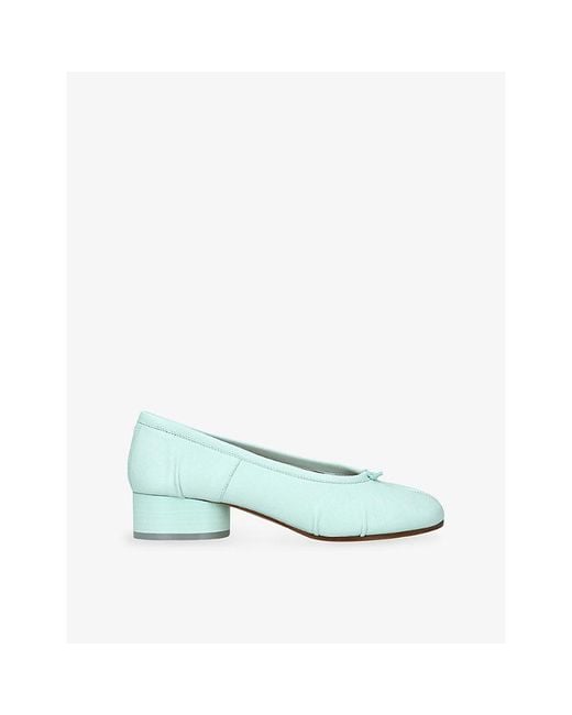 Maison Margiela Green Tabi Ballerina Leather Heeled Shoes