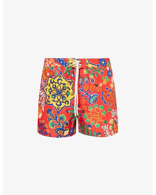 Polo Ralph Lauren Red Graphic-print Swim Shorts for men