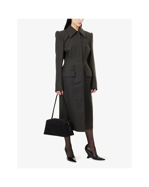 Mugler Black Tailored Hourglass Wool Coat