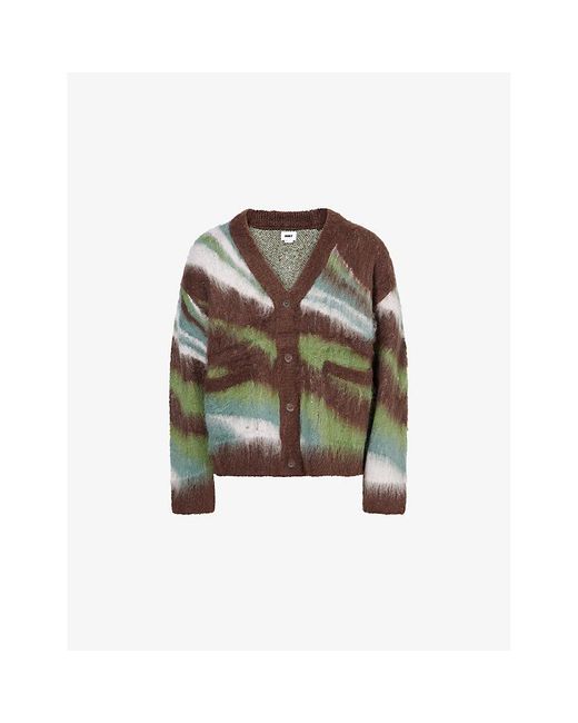 Obey Green Delirium V-Neck Wool-Blend Cardigan