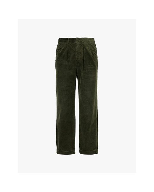 Polo Ralph Lauren Green The Whitman Pleated Straight-Leg Relaxed-Fit Cotton Trousers for men