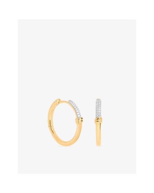 Astrid & Miyu Metallic Pavé Knot-Plated 925 Sterling Hoop Earrings
