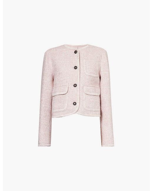 ME+EM Pink Smoke Cropped Round Neckline Woven Jacket