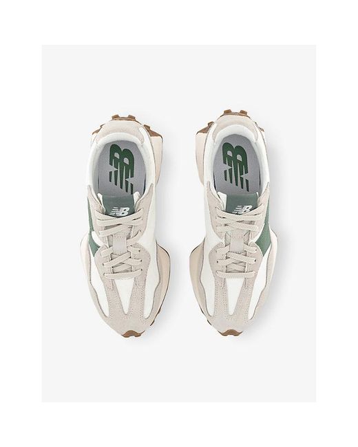 New Balance White 327 Suede And Leather Low-Top Trainers