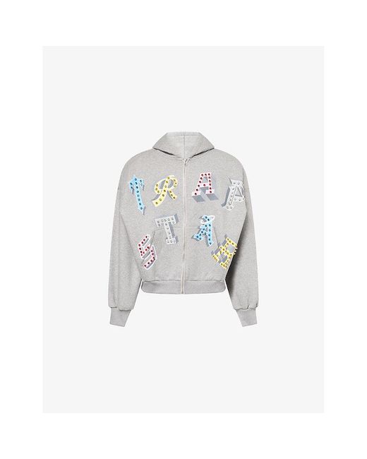 Trapstar White Wildcard 20 Embellished Cotton-Jersey Hoody for men
