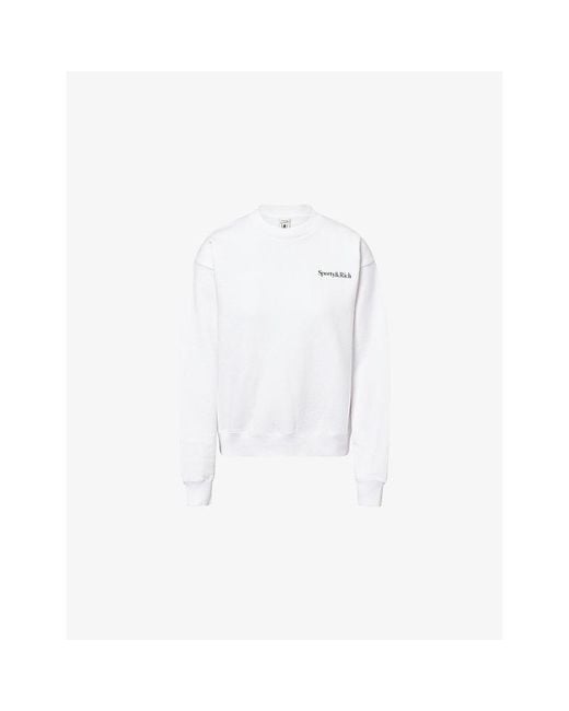 Sporty & Rich White Play Tennis Logo-Print Cotton Sweatshirt