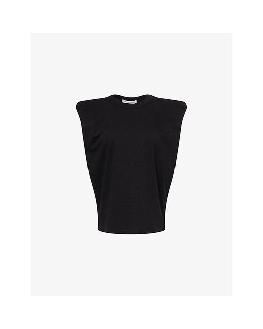 Frankie Shop Women's Black Eva Padded-Shoulder Cotton-Jersey