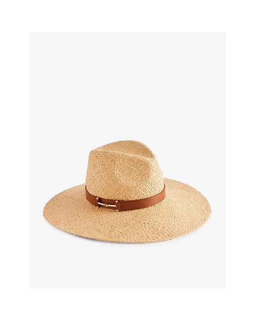 Ted Baker Natural Hariets Leather-trim Straw Hat
