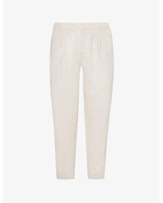 CHE White Regular-fit Mid-rise Linen Trousers Xx for men