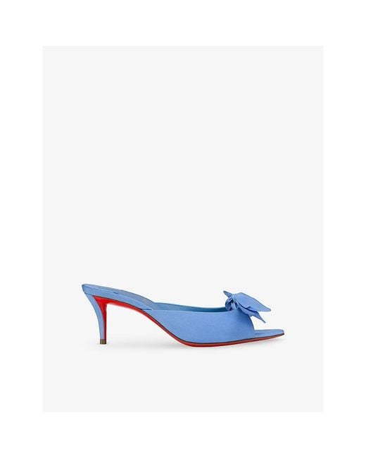 Christian Louboutin Blue Mulazee 60 Silk Mules