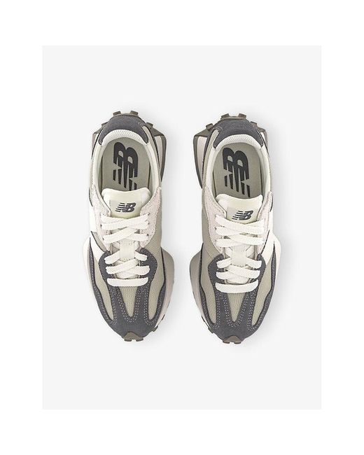 New Balance White 327 Suede And Mesh Low-Top Trainers